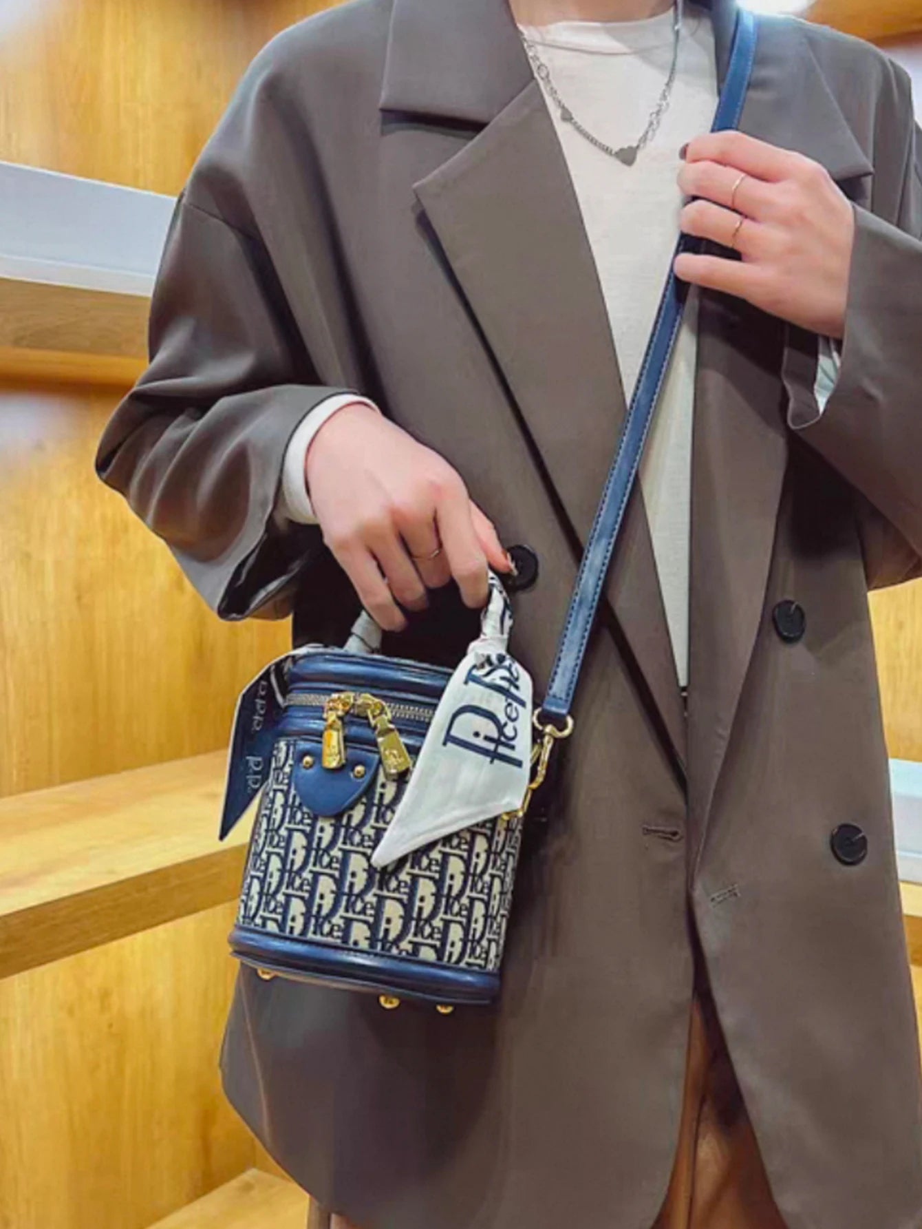 Lightweight Fabric Shoulder Bag | Letter Design & Detachable Strap Luxegan