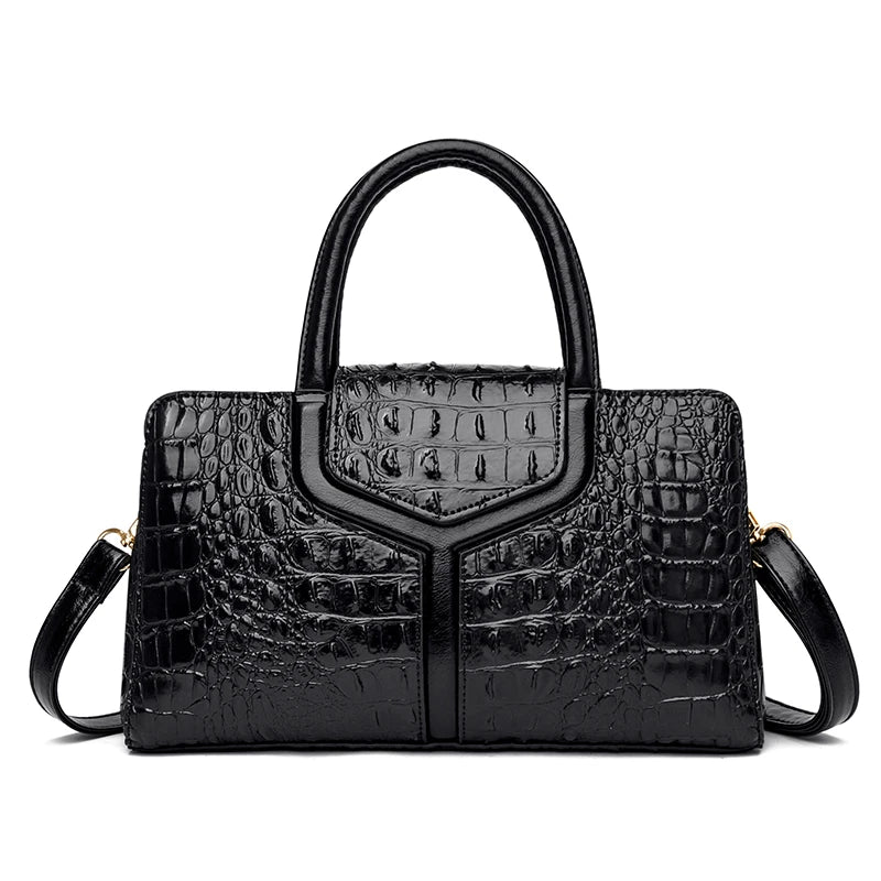 New Leather Women's Messenger Bags | Crocodile Female Crossbody Shoulder Handbags & High Quality Ladies Totes Luxegan