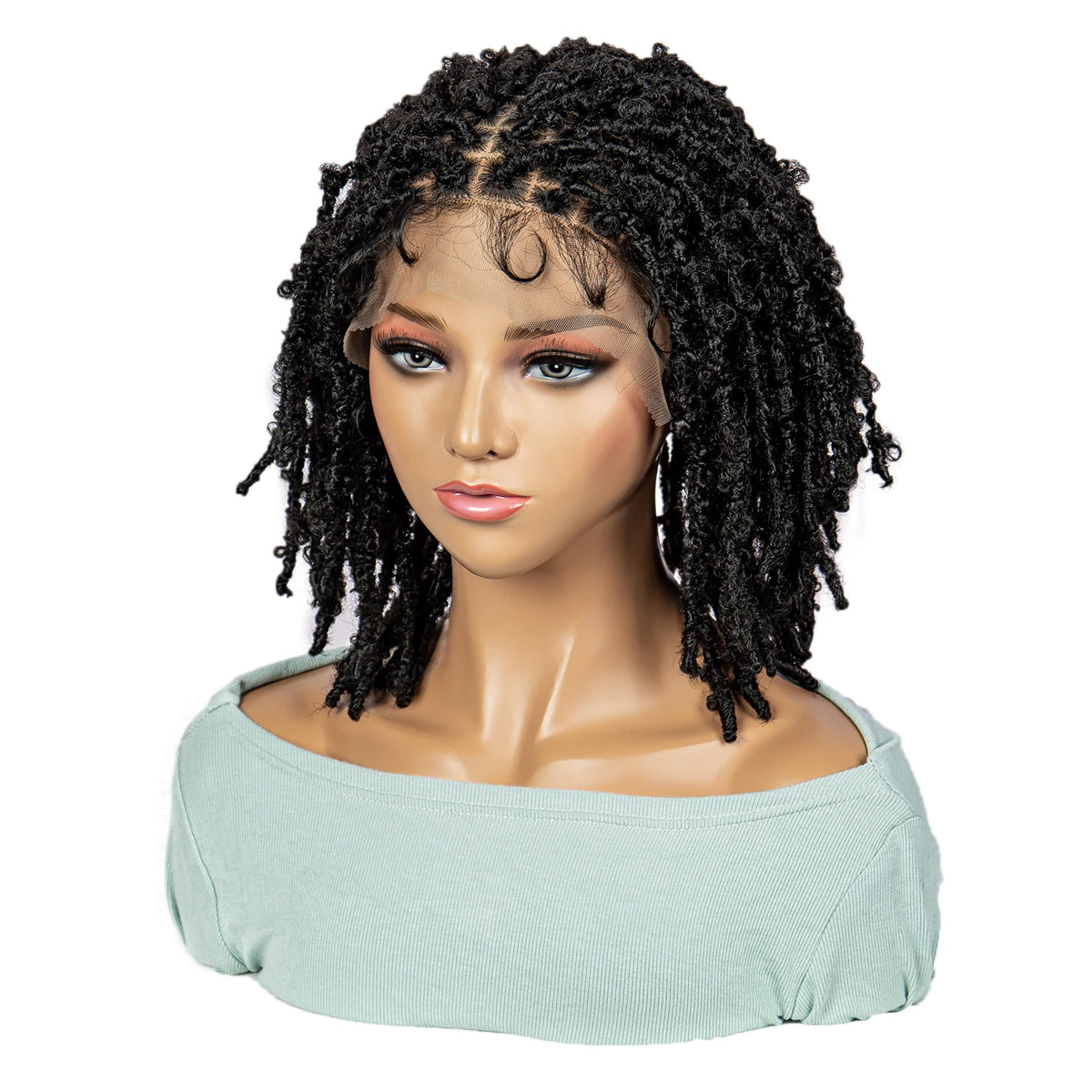 KIMA Pelucas trenzadas sintéticas de 14 pulgadas Peluca frontal de encaje Pelucas trenzadas 9x6 Trenzas de caja sin nudos con pelo de bebé para mujeres negras
