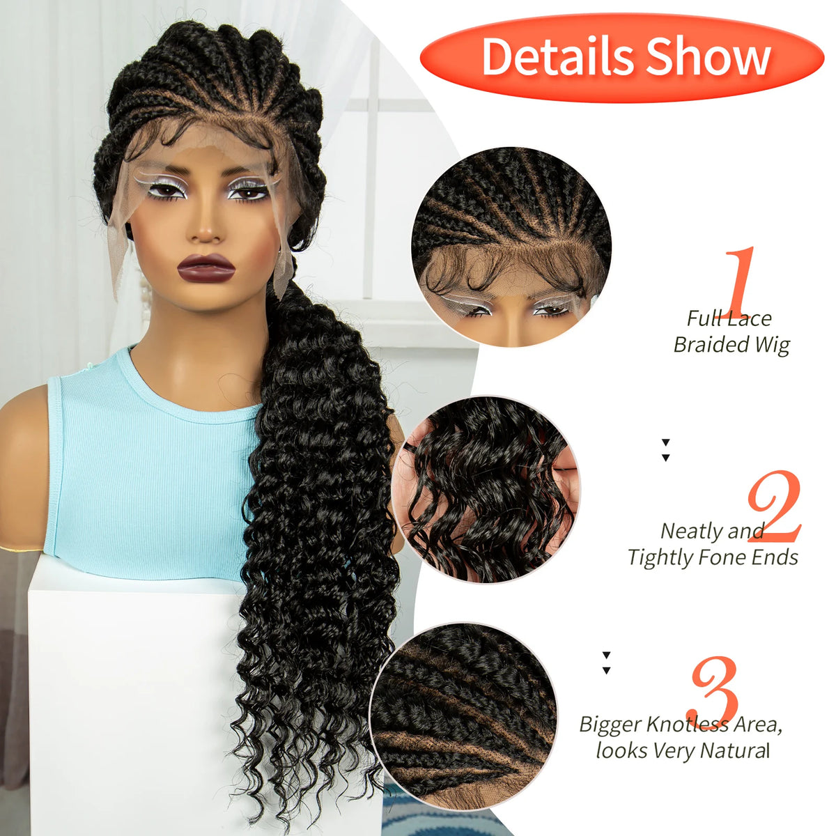 30 Inch Handmade Cornrow Knotless Box Braided Wig | Full Lace