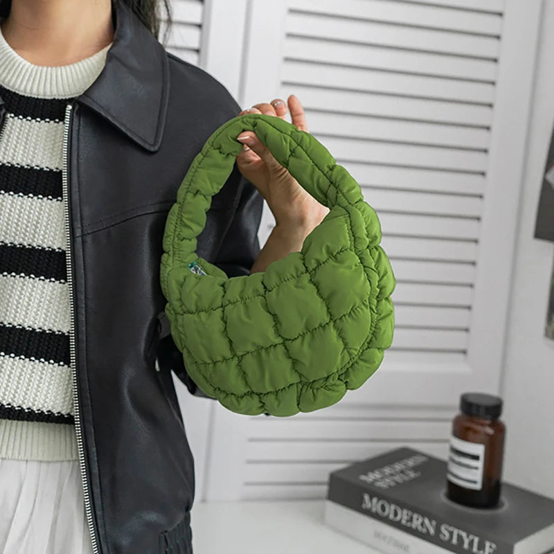 Soft Padded Mini Linen Baguette | Purple Quilted Phone Purse Luxegan