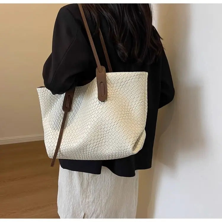 Vintage Diamond Woven Tote Bag | Fashion & Travel Shoulder Handbag Luxegan