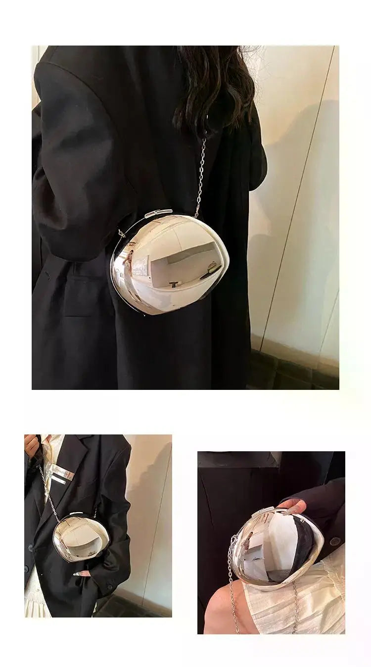 Metallic Acrylic Shell Clutch | Designer Gold/Silver Shiny Shoulder Purse Luxegan