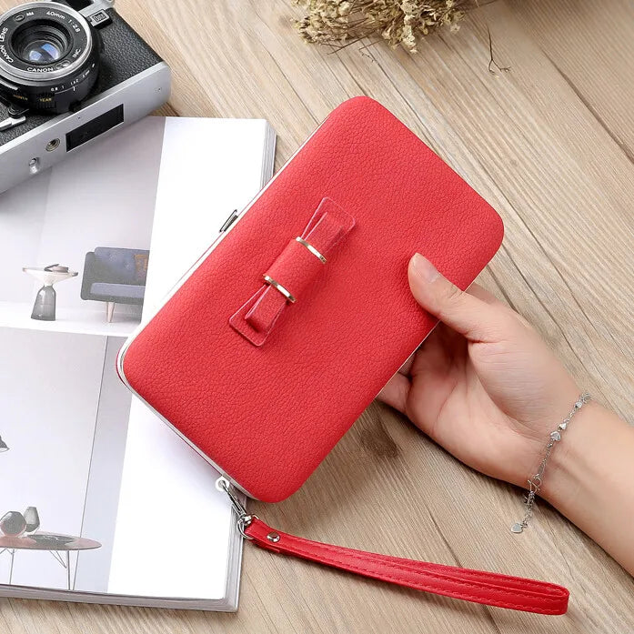 Fashion Women Clutch Wallet Long Card Holder Case Purse Cellphone Case Handbag With Wristlet