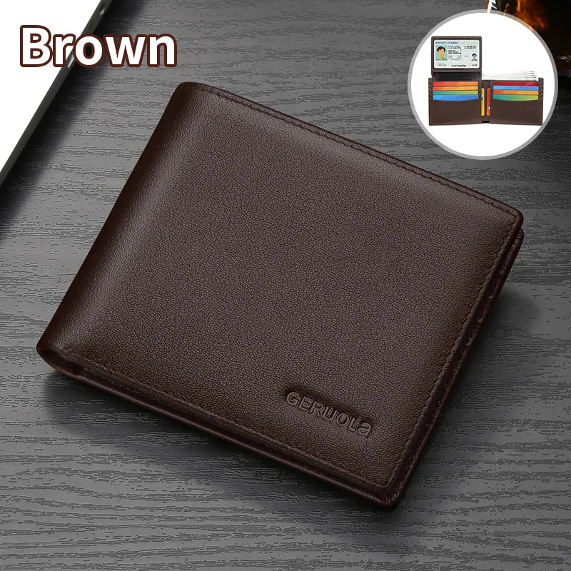Men's New Arrival Genuine Leather Ultra-Thin Wallet | Premium Cowhide Large Capacity Card Holder | Slim Integrated Mini Money Bag with Cell Phone Pocket & Zipper Closure Model GRL-Q115 Luxegan