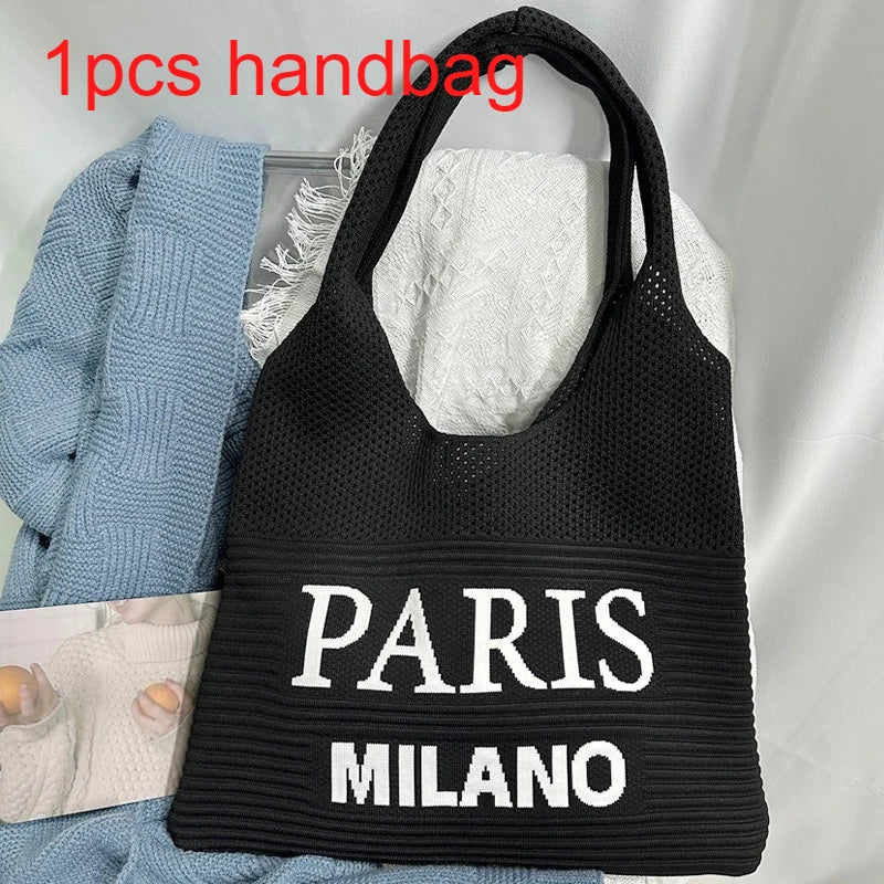 New Style Flying Knitted Letter Bag | Fashion Versatile One-Shoulder Commuter Tote & Portable Makeup Handbag Luxegan