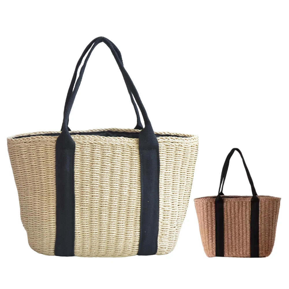 Vintage Hollow Design Woven Shoulder Bag | Large Capacity Knitting Tote & Summer Beach Bag Luxegan