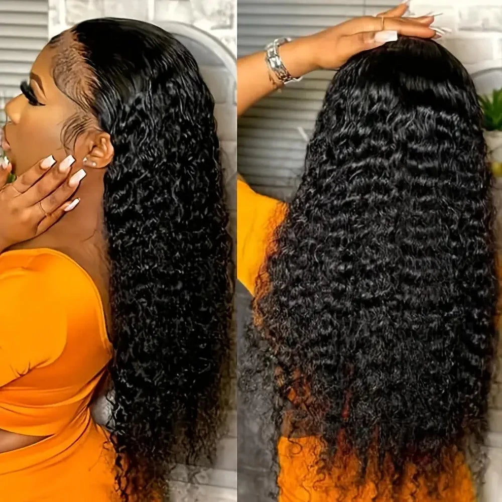 230% High-Density Deep Wave Frontal Wig | Sophisticated 13x6 HD Lace Frontal | Elegant Vietnamese Human Hair Lace Closure Wig | "Dignified" Deep Curly Medium-Length Remy Hair for Voluminous Styling Luxegan