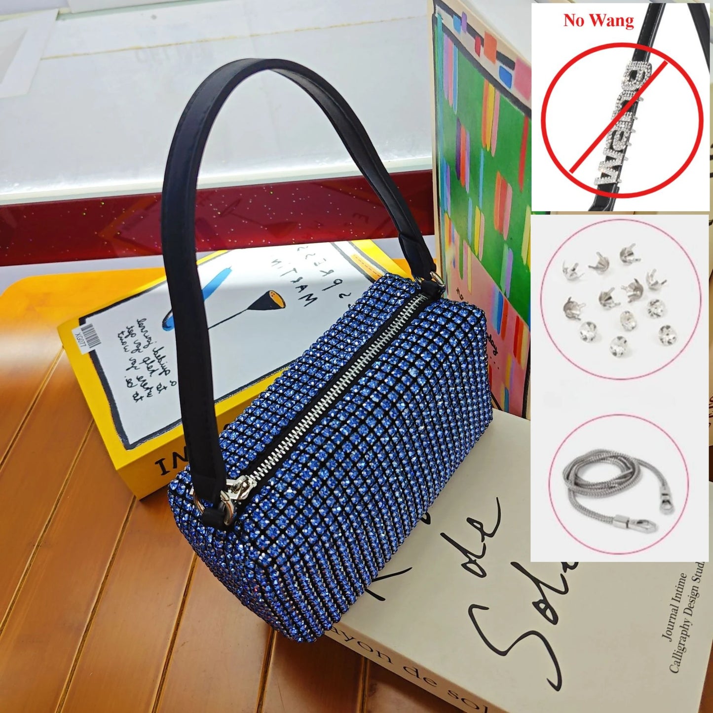 Super A Rhinestone Light Luxury Bag | Women's Summer High-End Texture Messenger & Portable Dinner Bag (Shiny Full Diamond Crossbody) Luxegan