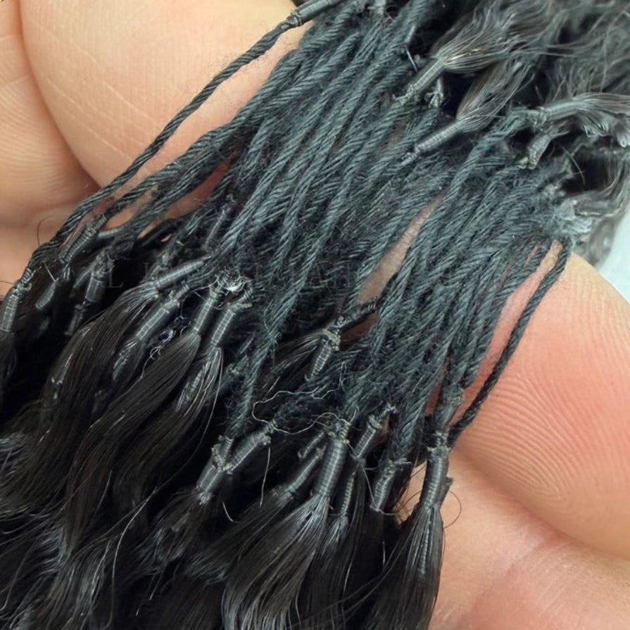 Burmese Curly Feather Crochet Human Hair Extensions – Pre-Looped, Pre-Separated Knotless Braiding Hair Luxegan