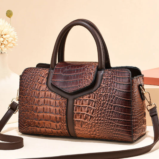 Bag Women New Fashion Crocodile Pattern Handbag | Large Capacity Casual Shoulder Messenger Bag (Purses &amp; Handbags) Luxegan