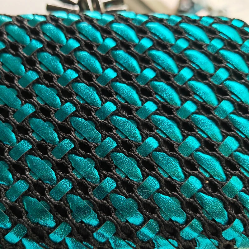 Woven Contrast Color Evening Clutch | Sophisticated Microfiber Thread Braid Handbag | Elegant Classic Chain Small Square Bag | "Dignified" Hard-Shell Woven Purse for Formal Party Styling Luxegan
