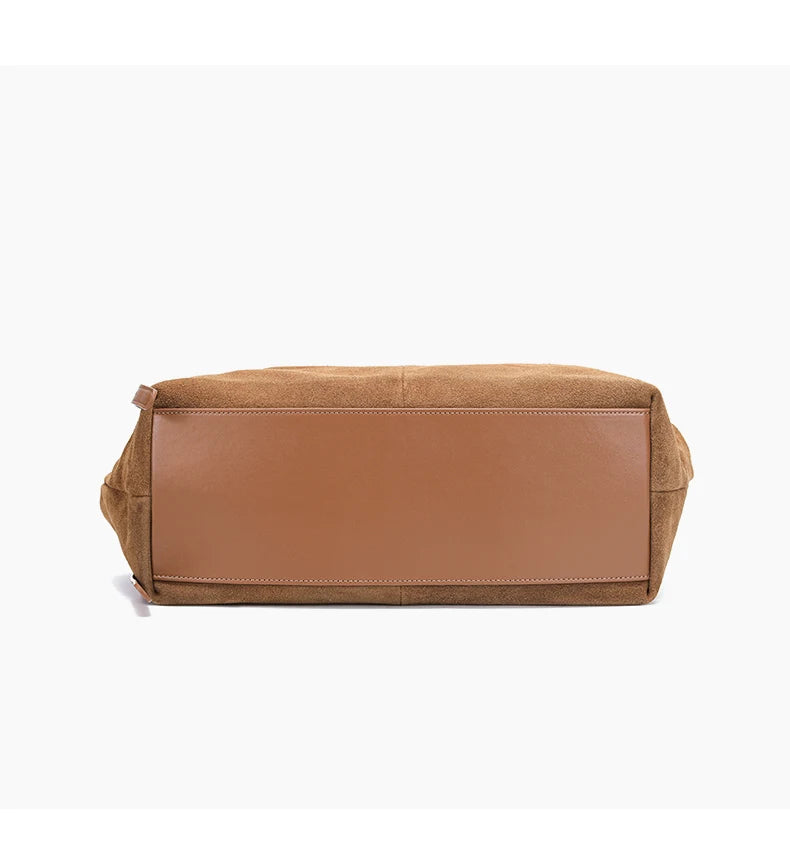 Women’s Suede Genuine Leather Shoulder Bag | Frosted Cowhide Crossbody Handbag | Luxury "Lazy Style" Designer Commuter Tote (Model 6131) Luxegan
