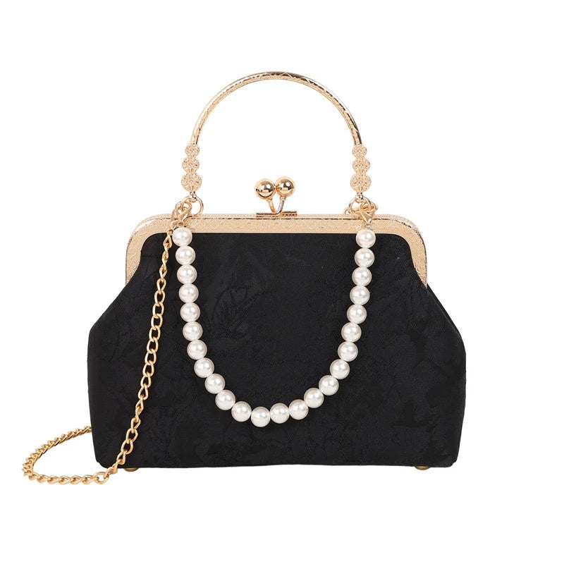 Vintage Classic Lace Bag | Pearl Evening Bags, Wedding Shell Lock Bags & Women's Handbags Luxegan