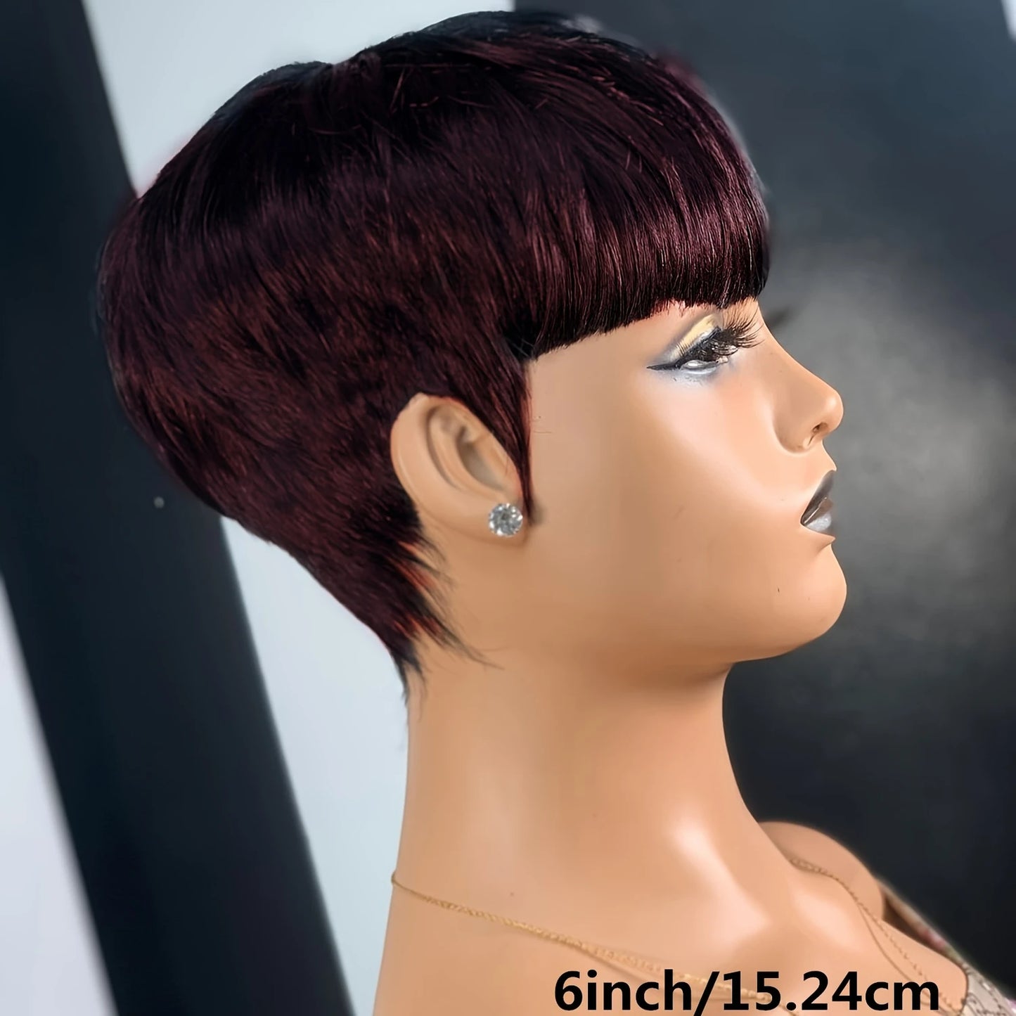Pixie Cut Wig for Black Women – Straight Remy Human Hair | Short 6in | Bangs | Machine Made - view 5
