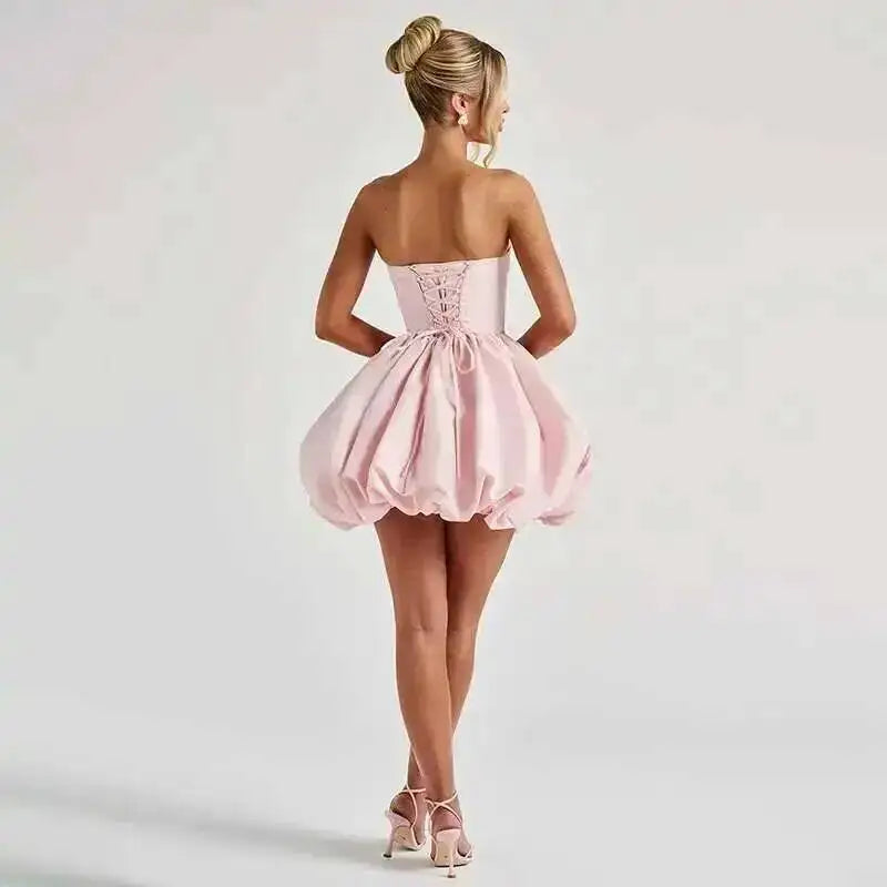 Townlike Bow Backless Sexy Party Dress Women Mini 2025 Spring Summer Dress Waist Wrap A-line Ball Gown Dresses