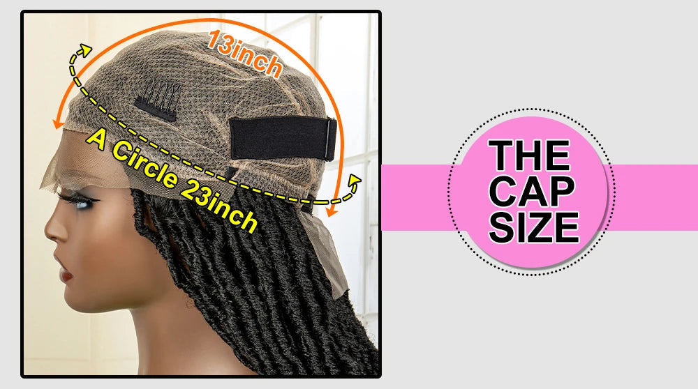 Super Long 36 Inches Synthetic Full Lace Dreadlock Box Braided Wigs for Afro Black Women Black Knotless Braiding Wigs Luxegan
