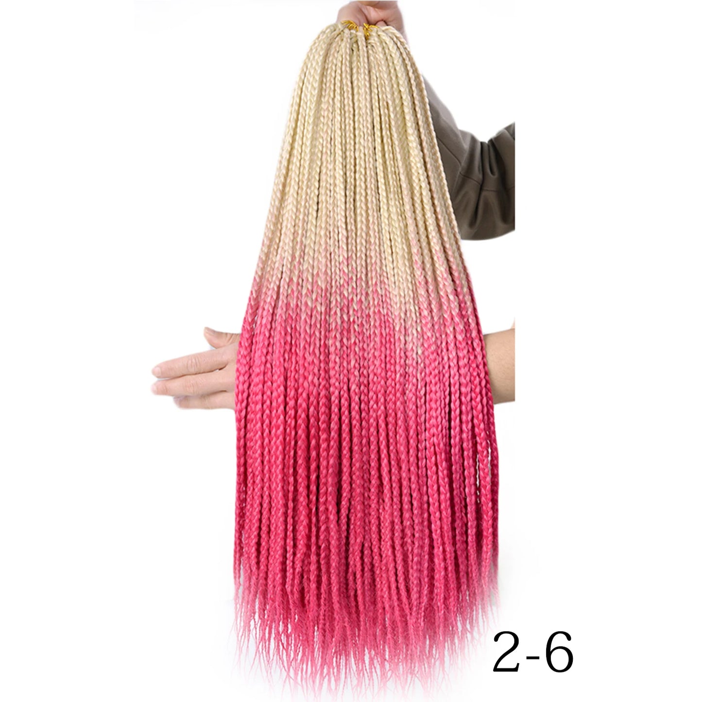 24-Inch Long Ombre Box Braids Crochet Hair - Pre-Looped Synthetic Braiding Hair Extensions - High Temperature Fiber 22 Strands/Pack Piano Color Crochet Braids for Women & Girls (27 Colors Available)
