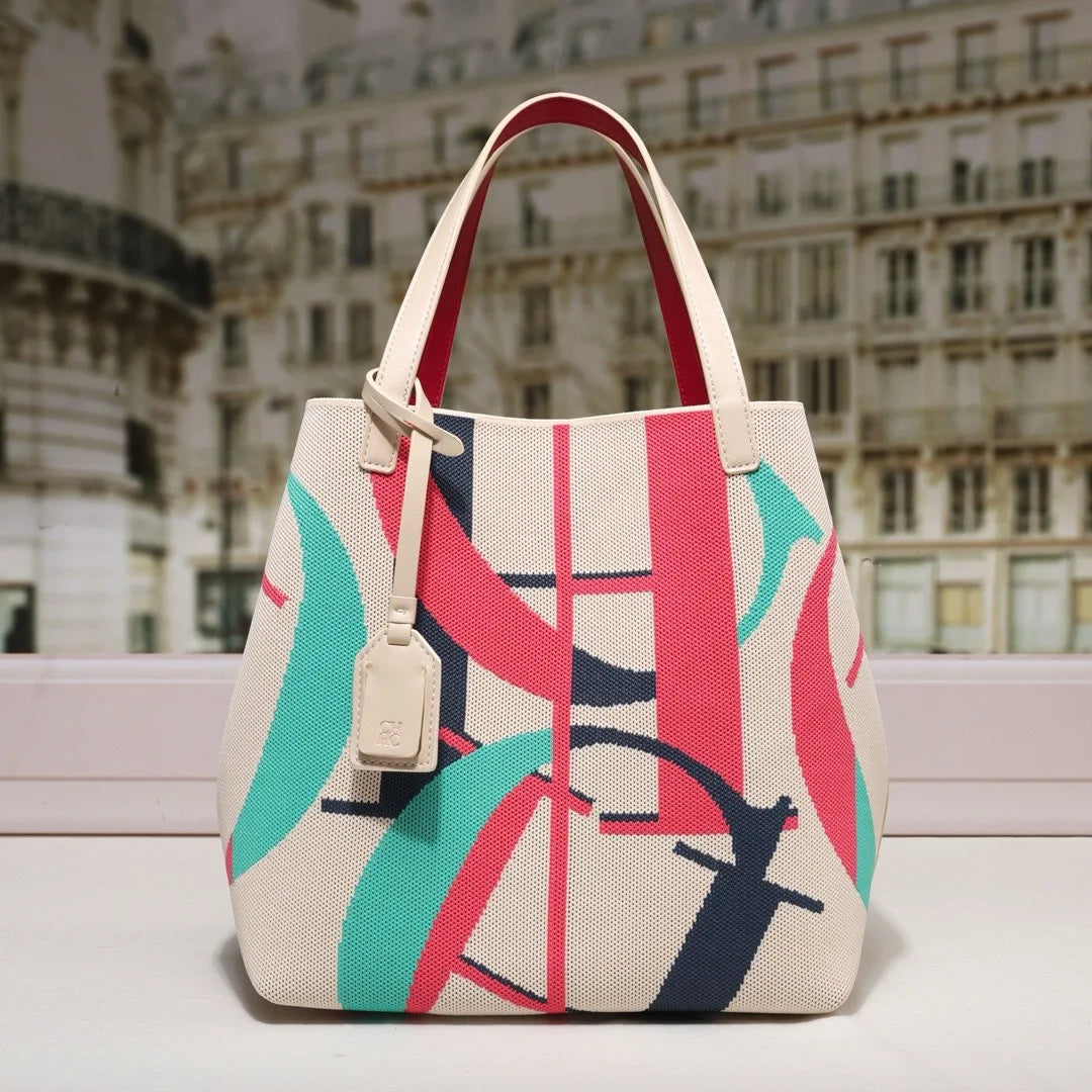 Women’s Large Capacity Fashion Tote Bag | Classic Solid Color High-Quality Shoulder Bag | CH Luxury Brand Inspired Shopping Handbag | Versatile Large Daily Tote (Model 230917) Luxegan
