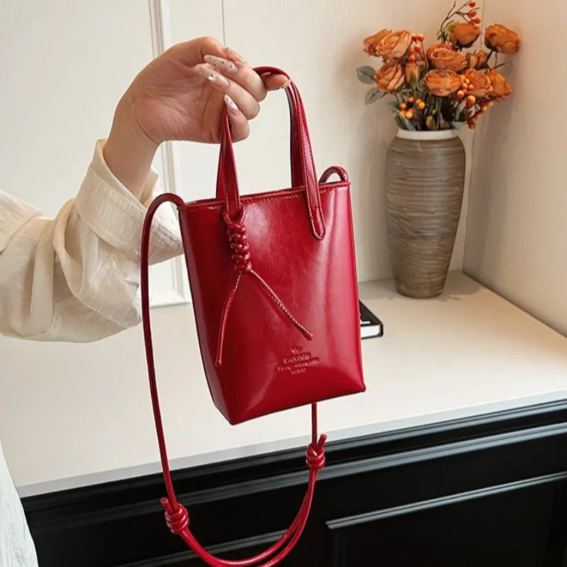 Leather Mini Crossbody Bag for Women | New Korean Fashion Luxury Shoulder Bag & Simple Retro Handbag Luxegan