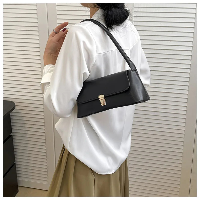 Women's Shoulder Bag Handbag | Retro Underarm Bag & Fashion Simple Solid Color New Hand Shoulder Bag Luxegan