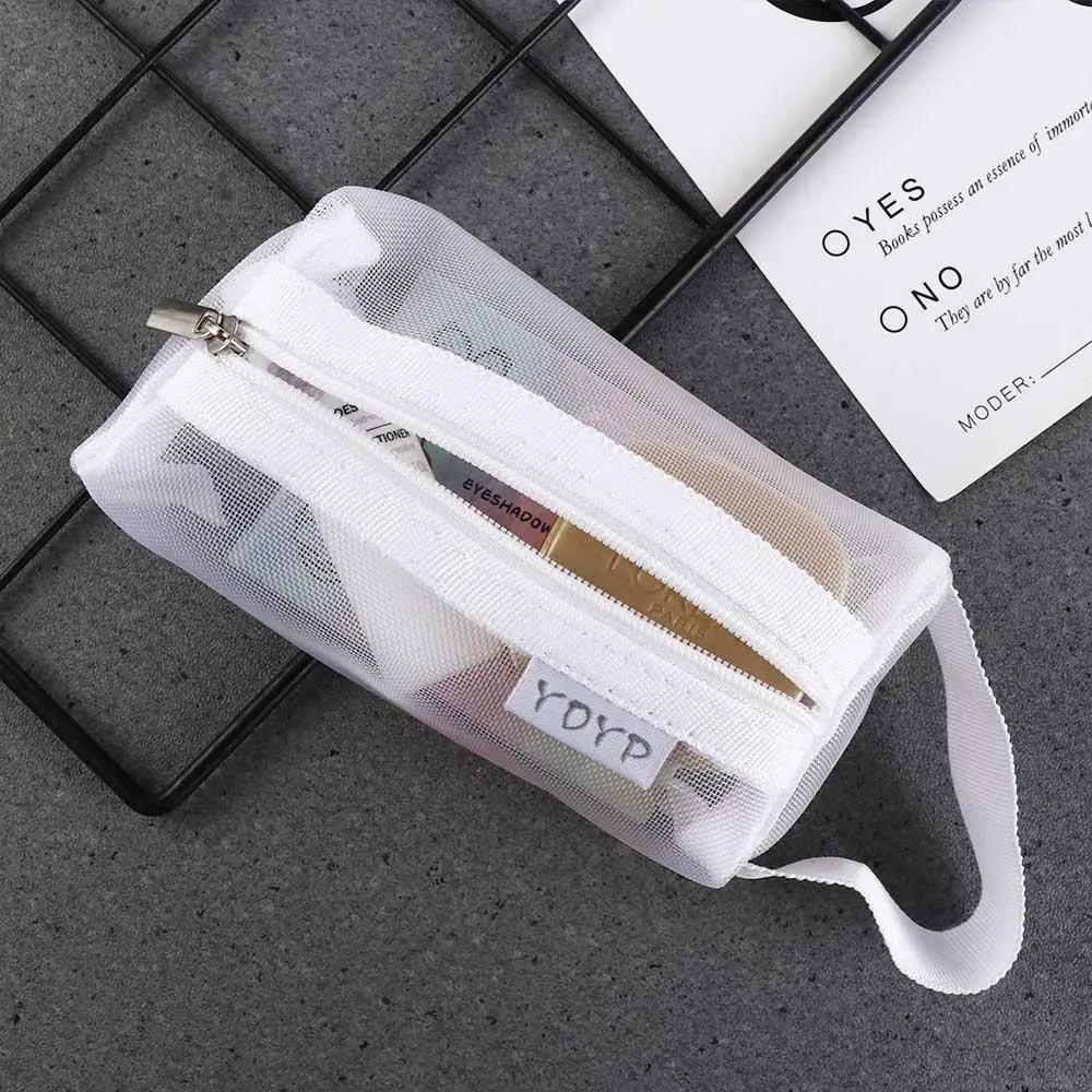 Mesh & Nylon Zipper Pouch | Transparent Travel Organizer & Coin Purse Luxegan