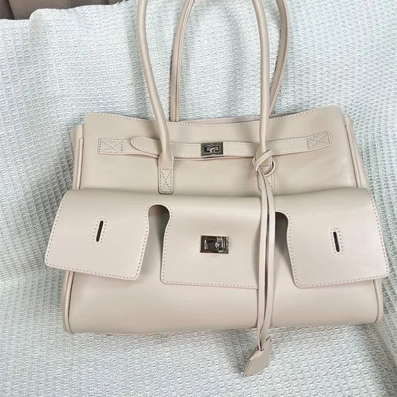 Luxury Wings Style Synthetic Leather Shoulder Bag,Large Capacity Commuting Women Tote Bag,Punk Buckle Simple Versatile Handbag