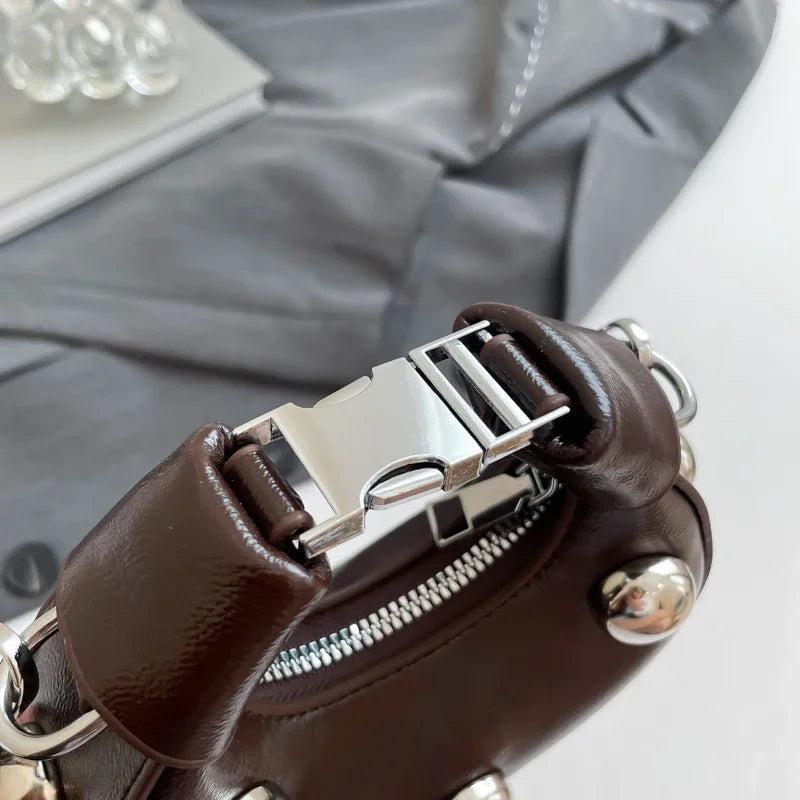 Retro Versatile Ladies Mini Handbag | Women's Big Rivet Personality Luxury Designer Crossbody Bags & Streetwear Shoulder Bag Luxegan