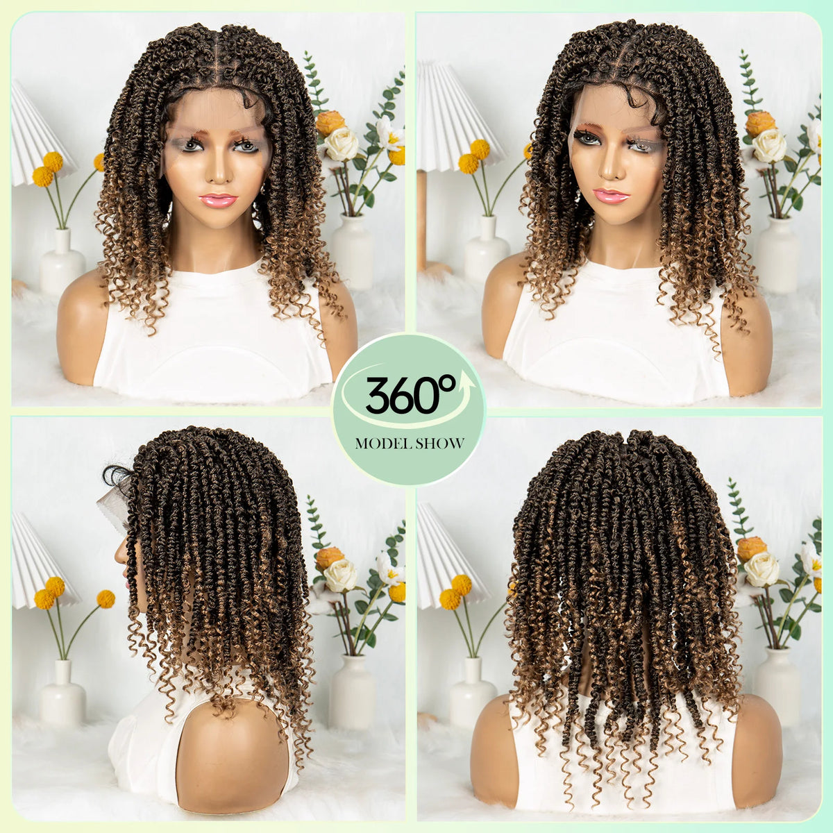 14 Inch Twisted Knotless Box Braids Wig | Full Lace | Baby Hair