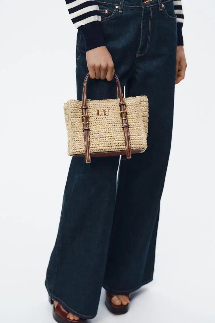 Soft Woven Paper Straw Tote | Small Fashion Crossbody Bag Luxegan