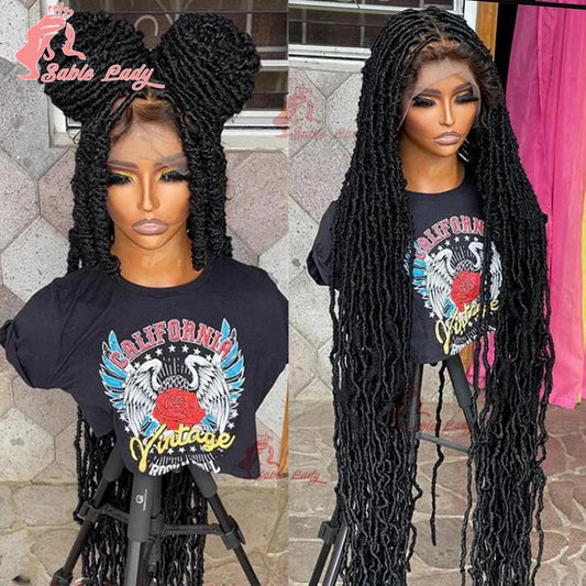 Long 40" Synthetic Knotless Braided Wigs Dreadlock Locs Braids Wigs for Black Women Twist Box Braids Full Lace Front Wig African Luxegan
