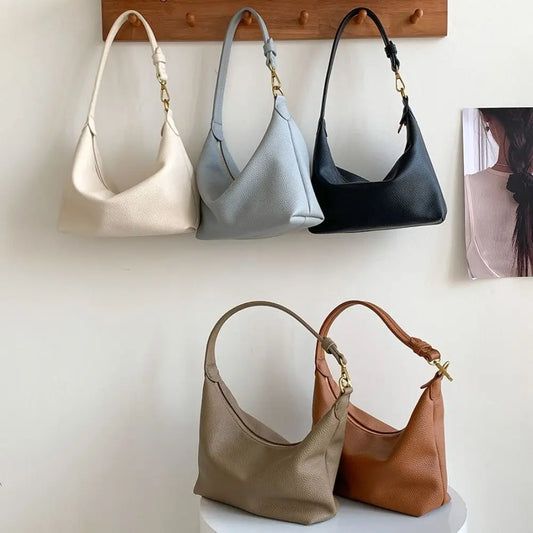 Fashion Large Capacity PU Hobo Bag | Solid Color Handbag PU Dumpling Bag | Fashion Design Korean Style Shoulder Bag Girls Luxegan