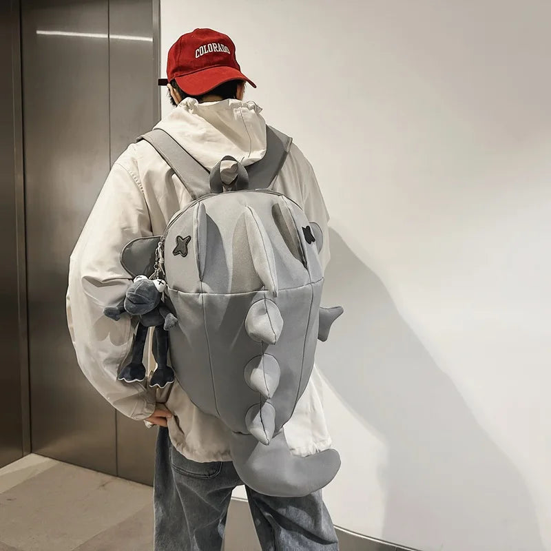 Shark Creative Monster Backpack | Funny Personalized Cartoon Nylon School Bag for Students (Unisex) Luxegan