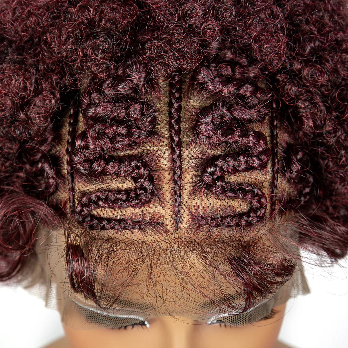 Burgundy Afro Curly Braids Bob Wig | 13x6 Lace | Baby Hair | Bouncy Curls Luxegan