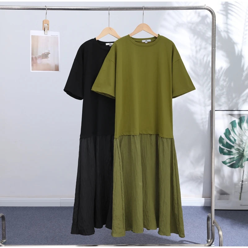 Solid O-Neck Full-Length Flare Sleeve Loose Fit Floor-Length Dress – Natural Waist, All Season | Multi-Style Luxegan