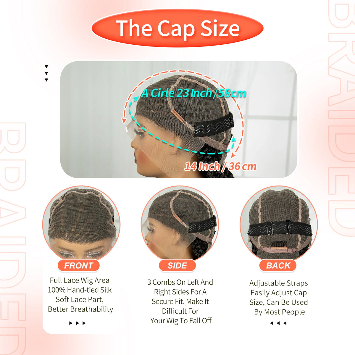 30 Inch Handmade Cornrow Knotless Box Braided Wig | Full Lace