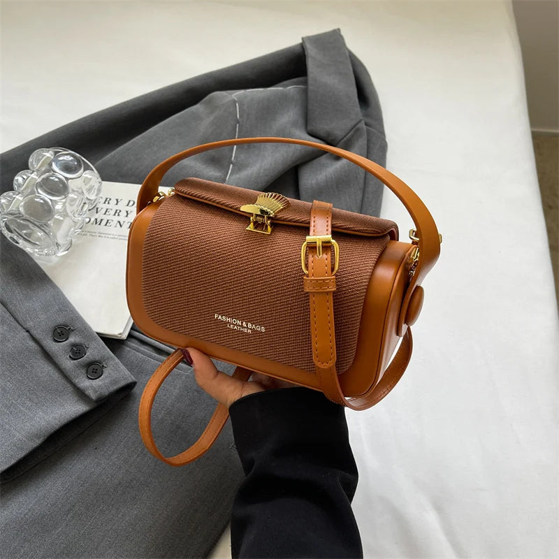 Simple Fashion Mini Square Crossbody Bag | Luxury Designer Box-Shape Purse | Sophisticated Pure Color Shoulder Satchel | Elegant PU Leather Handbag with Letter Decoration Luxegan
