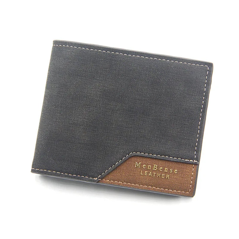 Slim Classic Men's Wallet | Sophisticated "Frosted Leather" Silhouette | Quality Card Holder & Photo Pouch Billfold | "Dignified" High-Performance PU Short Purse for Radiant Versatile Styling Luxegan