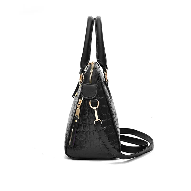 Luxury Crocodile Pattern Handbag | PU Leather Tassel Shoulder Bag Luxegan