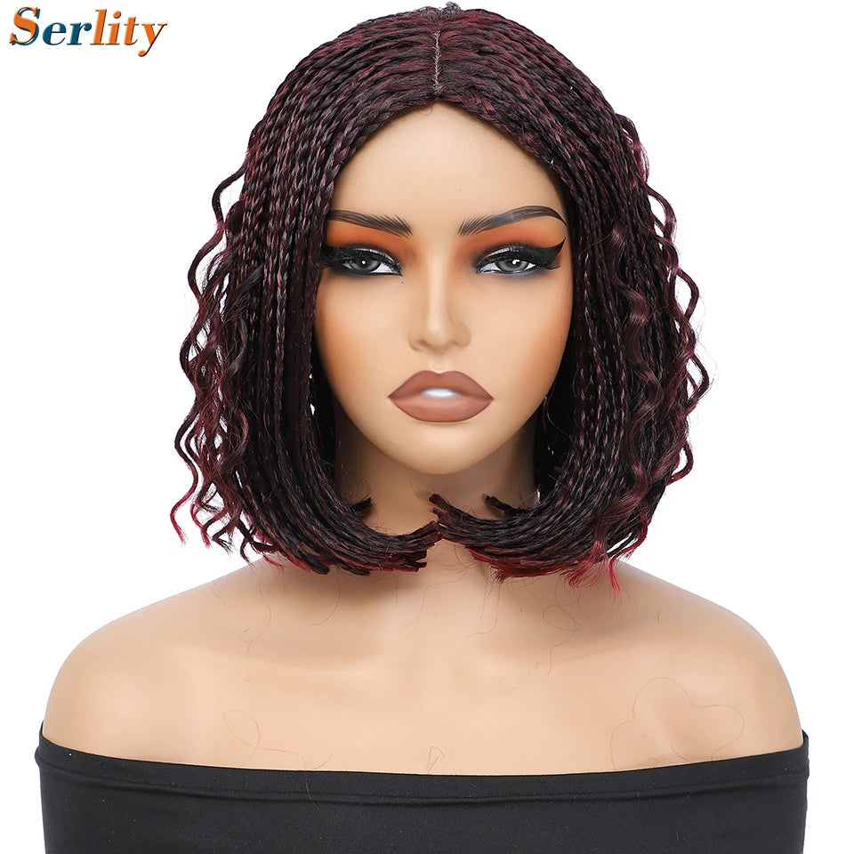 New Style Bob Box Braided Wigs For Black Women 12inches Synthetic Box Braids Crochet Hair Wigs On Sale Clearance Short Black Wig Luxegan