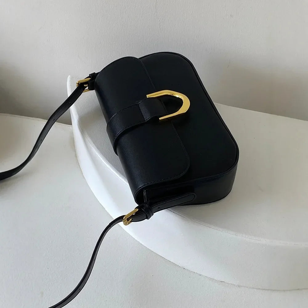 Retro Patent Leather Flap Crossbody | Solid Color Saddle Shoulder Bag Luxegan