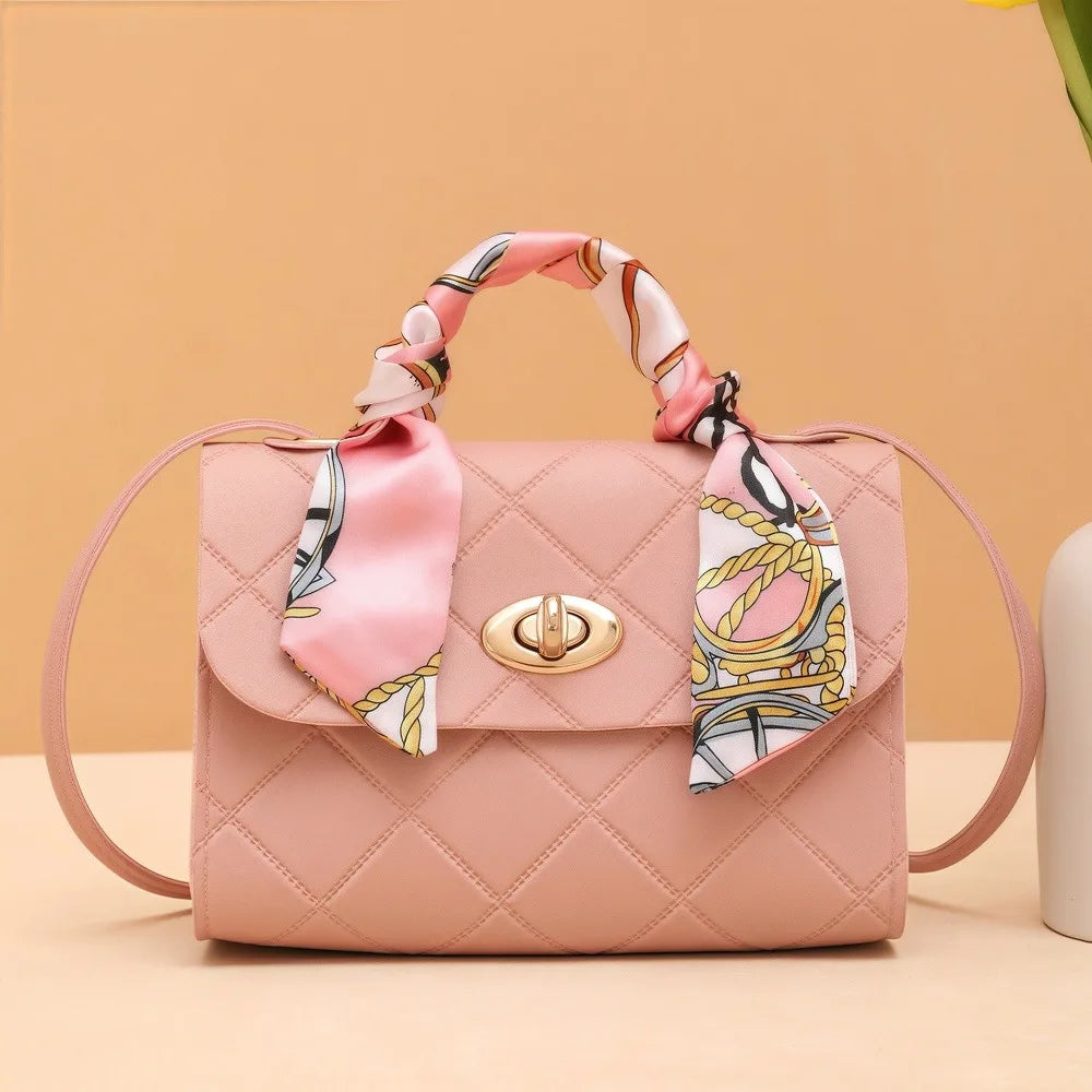 Fashion Handbag Embossed Women's Handbag | Diamond Grid Solid Color Small Square Bag | Elegant Grid Quilted Crossbody Bag Luxegan