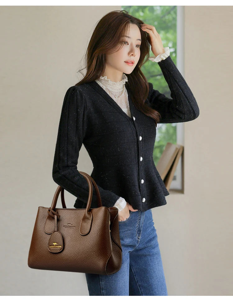 High-Quality PU Leather Women's Handbag | Luxury Shoulder & Crossbody Messenger Bag | Fashionable Multi-Layer Luxegan