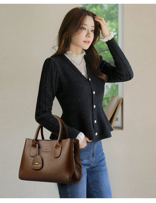 High-Quality PU Leather Women's Handbag | Luxury Shoulder & Crossbody Messenger Bag | Fashionable Multi-Layer Luxegan