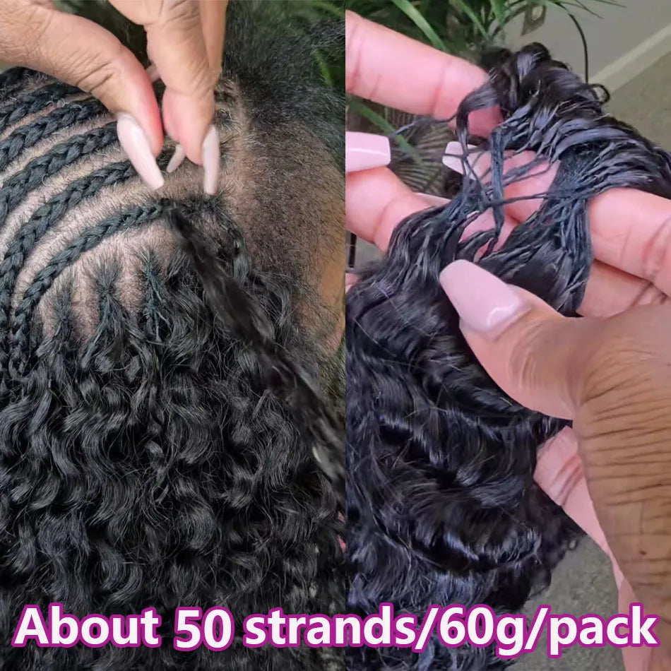 Knotless Small Spirals Curly Feather Crochet Human Hair Extensions – Invisible Pre-Separated Pixie - view 6