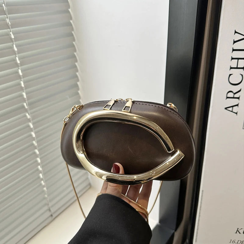 Z Style Luxury Box Clutch | Special-shaped Metal Chain Shoulder Bag Luxegan