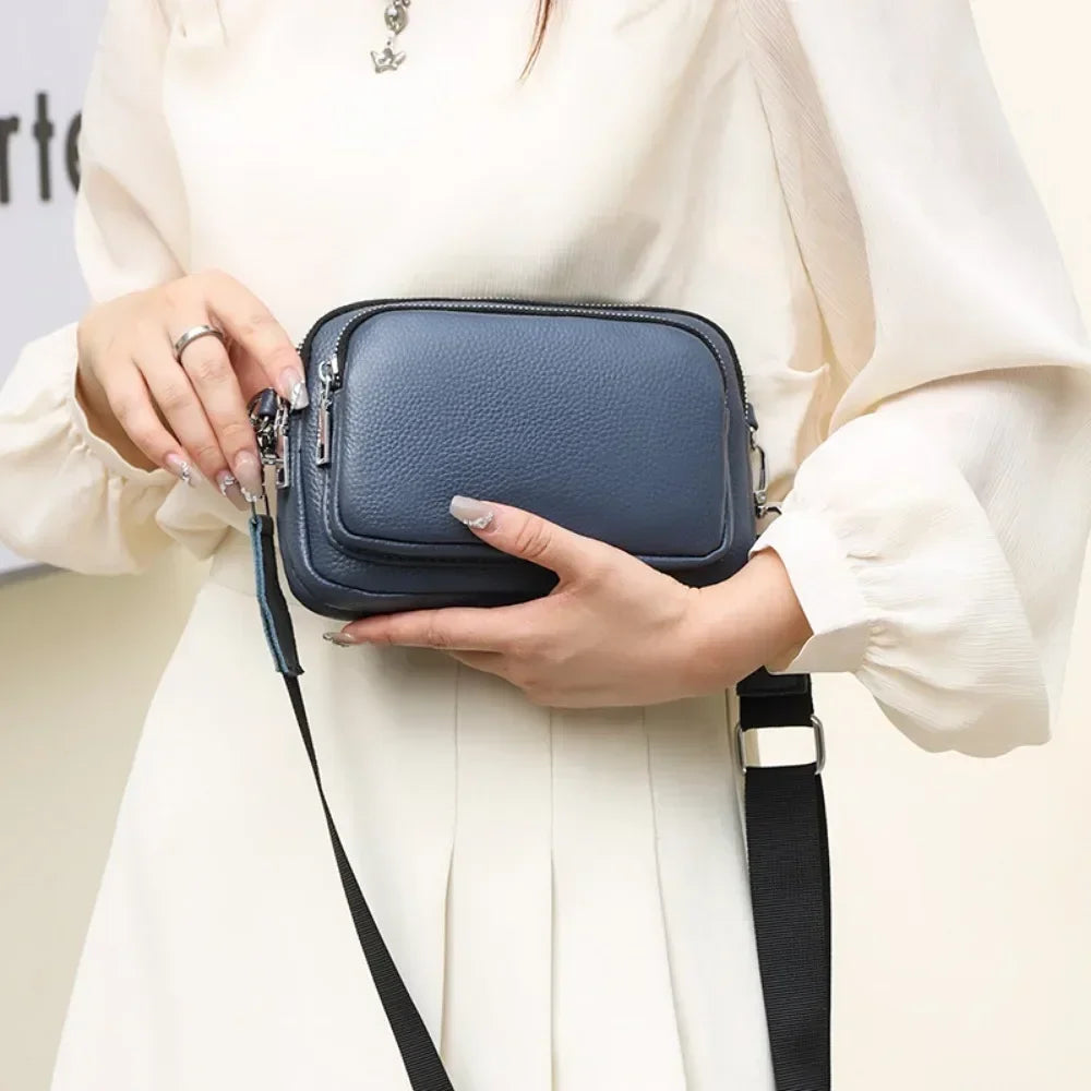 100% Genuine Leather Shoulder Bag | Sophisticated First Layer Cowhide Rectangle Bag | Elegant Luxury Designer Handbag | "Dignified" Soft Cow Leather Messenger for Daily Matching Luxegan