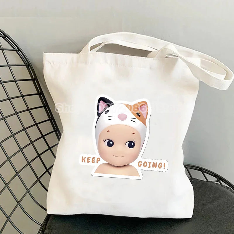 Canvas Character Casual Tote | Soft Cute Cartoon Shopping & Student Bag Luxegan