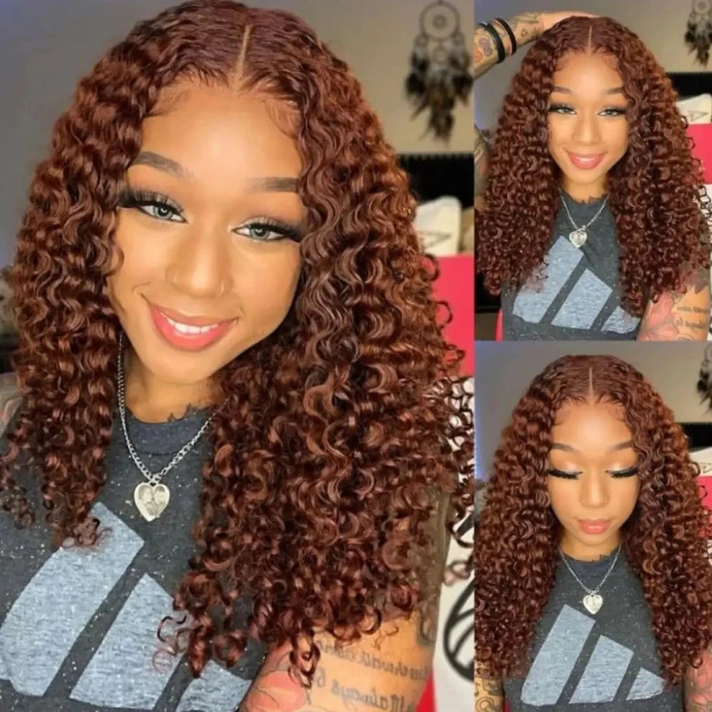 Chocolate Brown Wet and Wavy Short Bob Wig - 13x4 Transparent Lace Frontal Human Hair Wig - Pre-Plucked & Bleached Knots Deep Wave Remy Curly Wig for Women (10-16 Inch, #4 Color) Luxegan