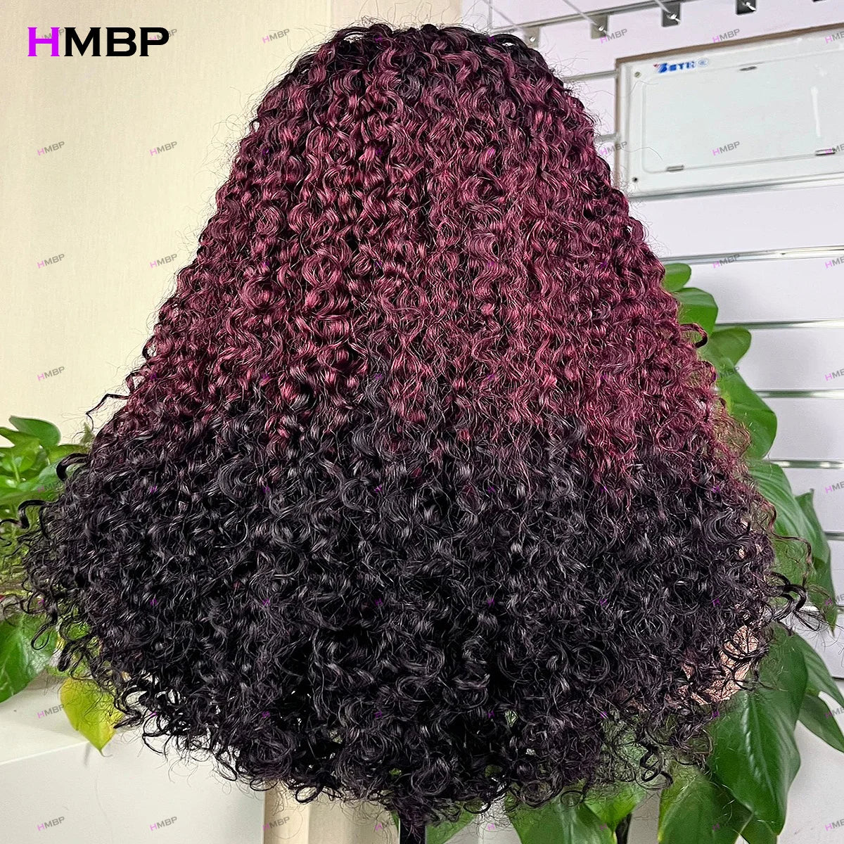 Ombre 99J Borgoña Sin Pegamento Pelucas de Cabello Humano Rizado Kinky 13x6 Hd Peluca Frontal de Encaje Cabello Humano para Llevar Pre-arrancado Pelucas Rizadas 34 Pulgadas
